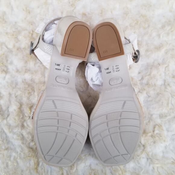 Square Toe Dress Sandal Gray Leather Knot Detail Brunate Size EU 38.5 Buckle EUC - Picture 11 of 14